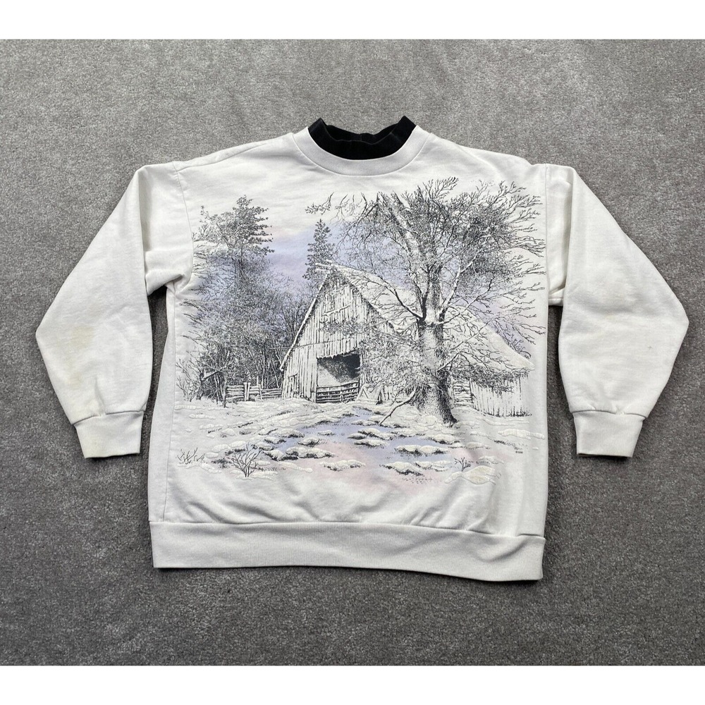 Vintage 90's NutCracker Women's Winter Cozy View Snow House Sweatshirt Size S